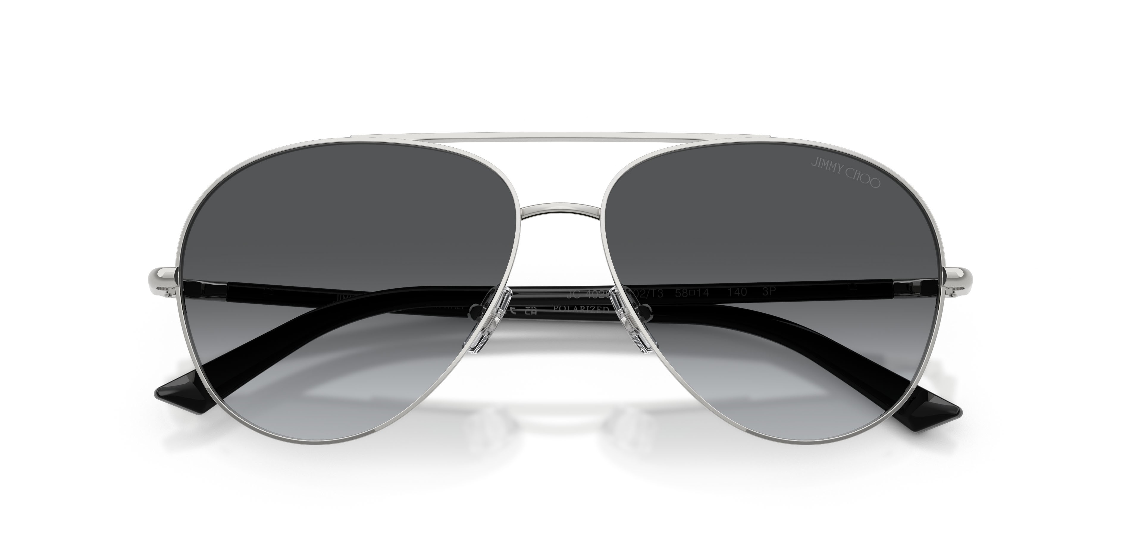 Occhiali da sole Jimmy Choo JC 4026 (3002T3) colore argento forma aviator lenti polar grigia sfumata