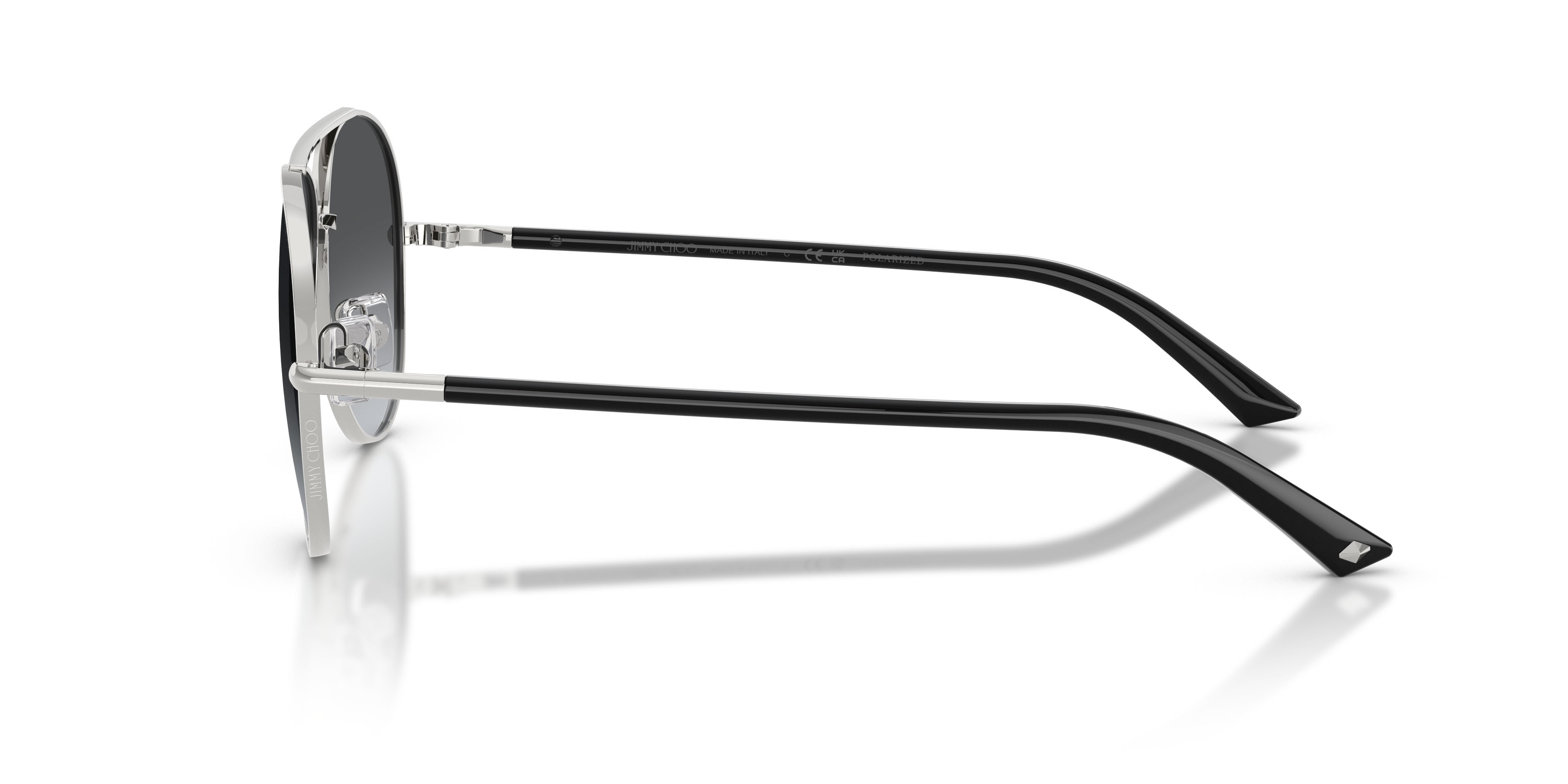 Occhiali da sole Jimmy Choo JC 4026 (3002T3) colore argento forma aviator lenti polar grigia sfumata