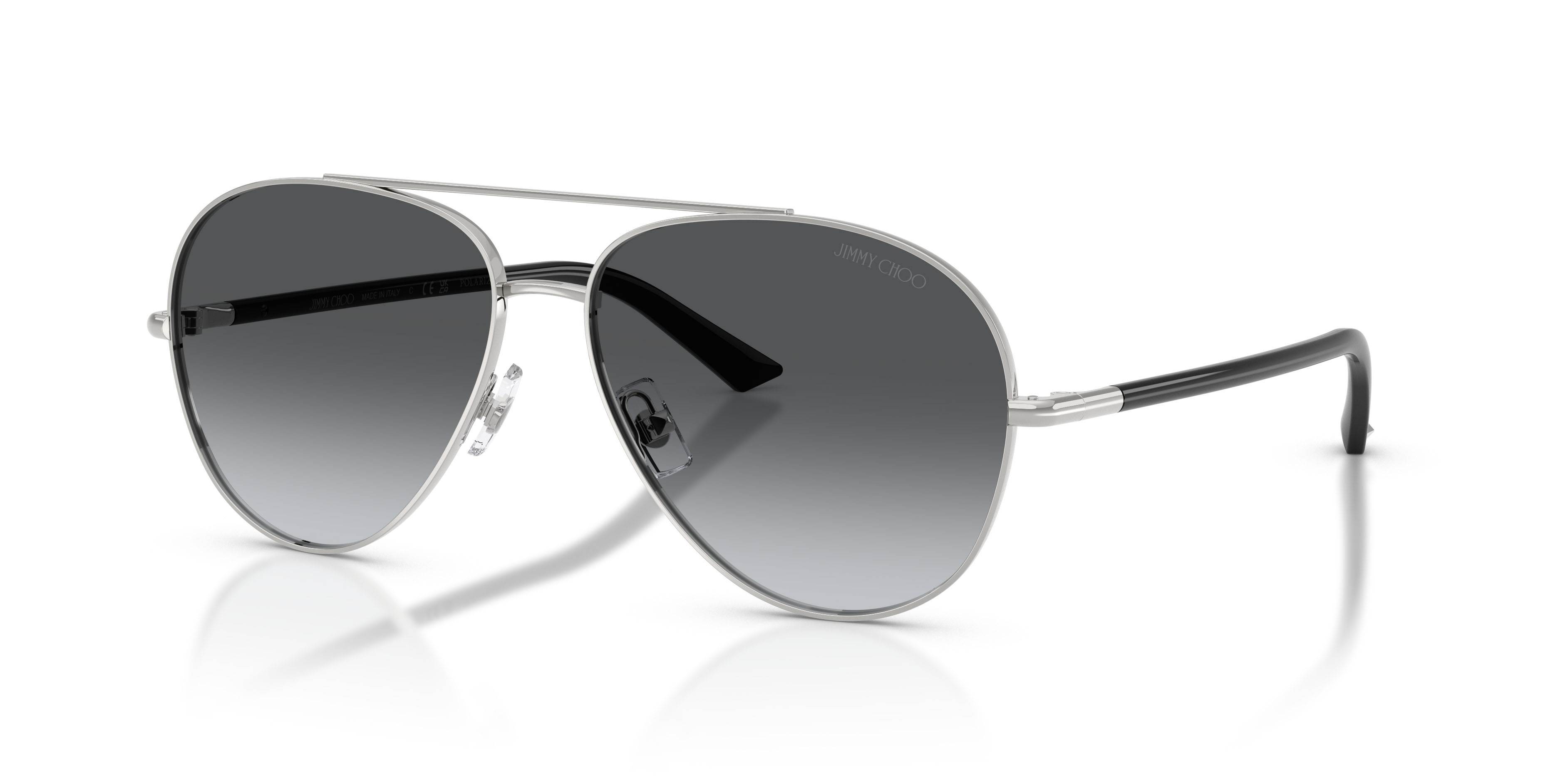 Occhiali da sole Jimmy Choo JC 4026 (3002T3) colore argento forma aviator lenti polar grigia sfumata