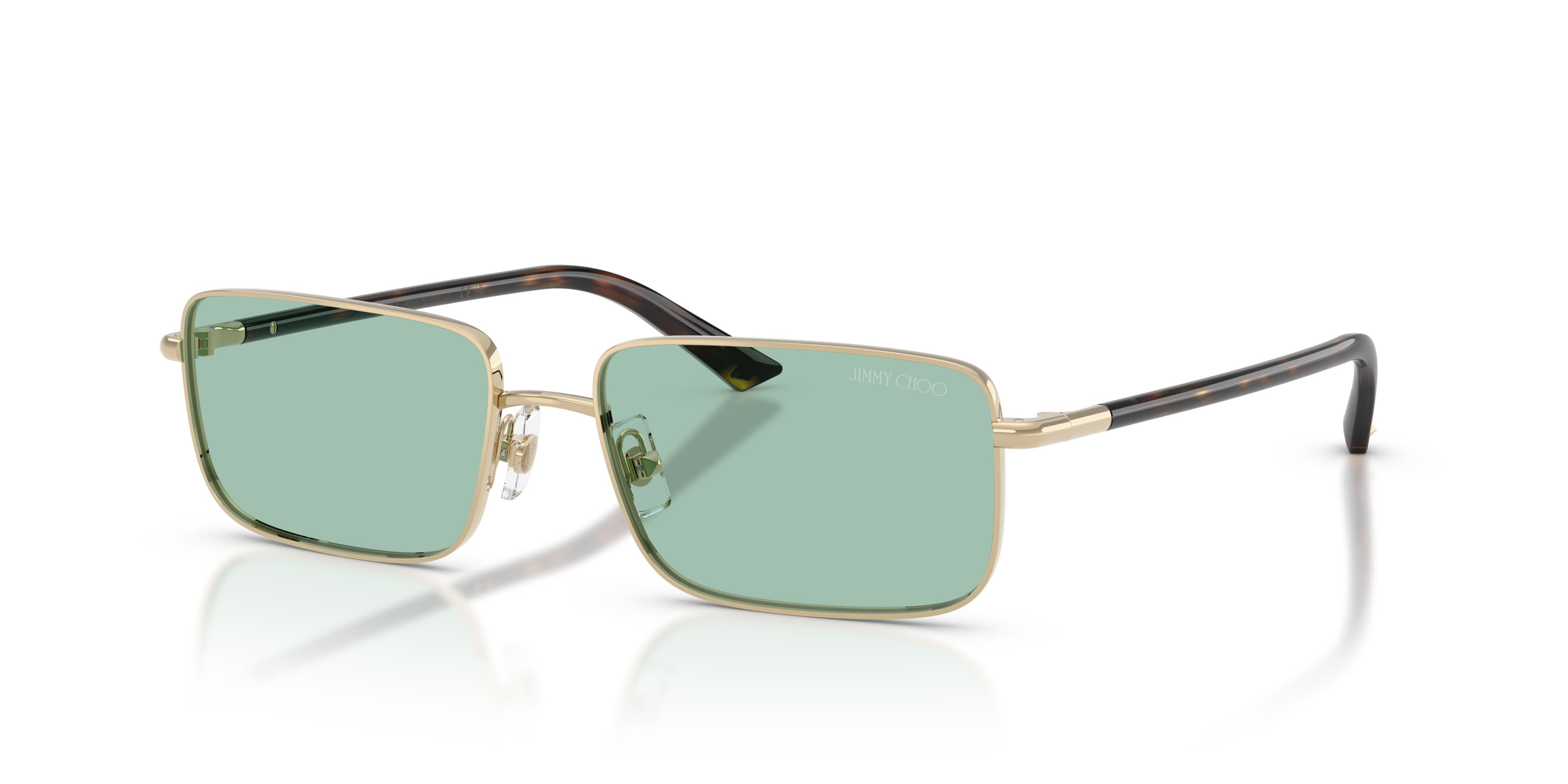 Occhiali da sole Jimmy Choo JC 4027 (3006/2) colore oro pallido forma rettangolare lenti verde