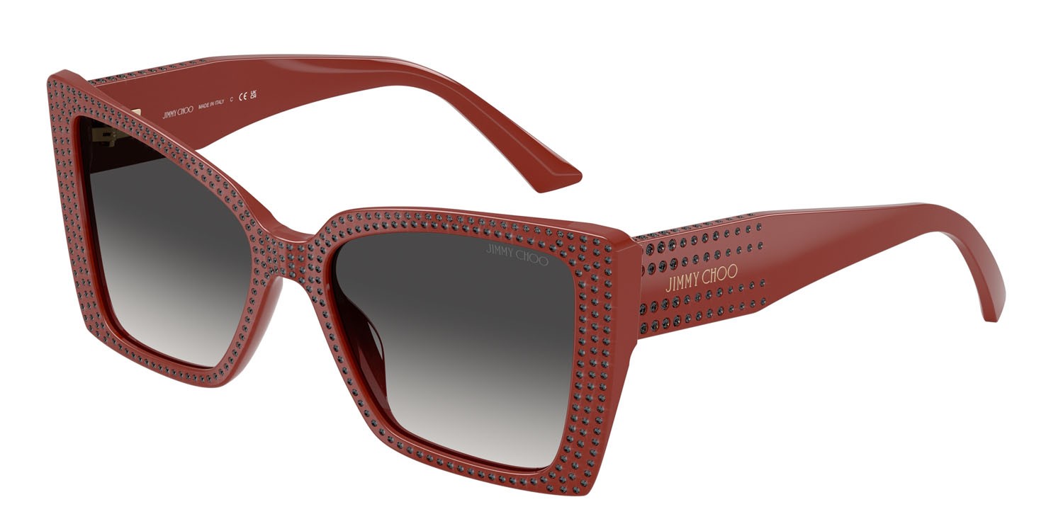 Occhiali da sole Jimmy Choo JC 5001B (50138G) colore rosso forma farfalla lenti grigio sfumato