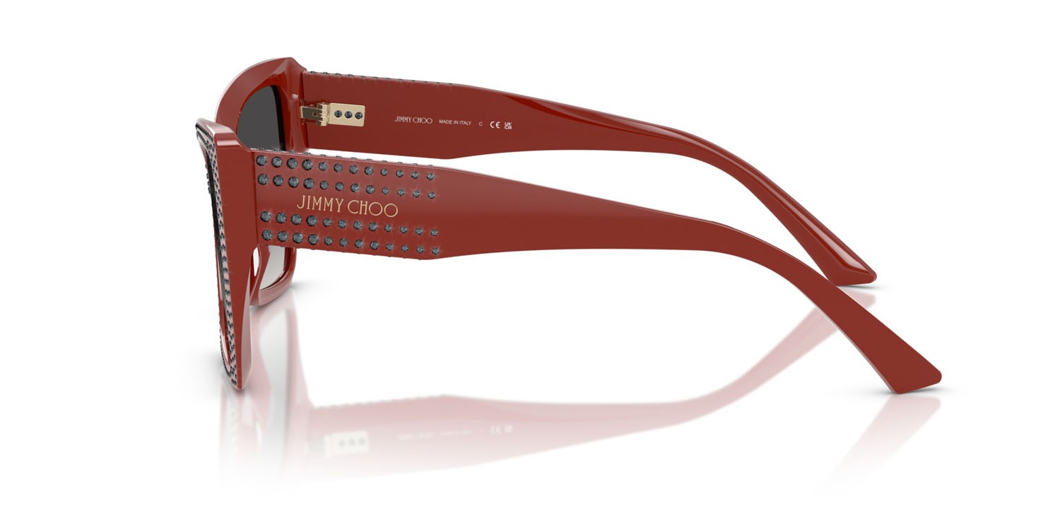 Occhiali da sole Jimmy Choo JC 5001B (50138G) colore rosso forma farfalla lenti grigio sfumato