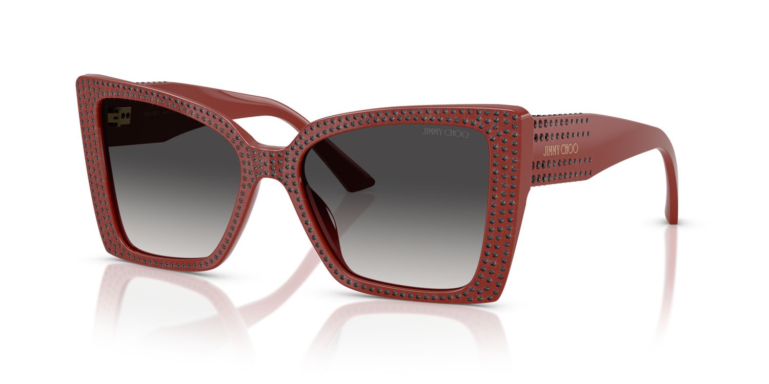 Occhiali da sole Jimmy Choo JC 5001B (50138G) colore rosso forma farfalla lenti grigio sfumato