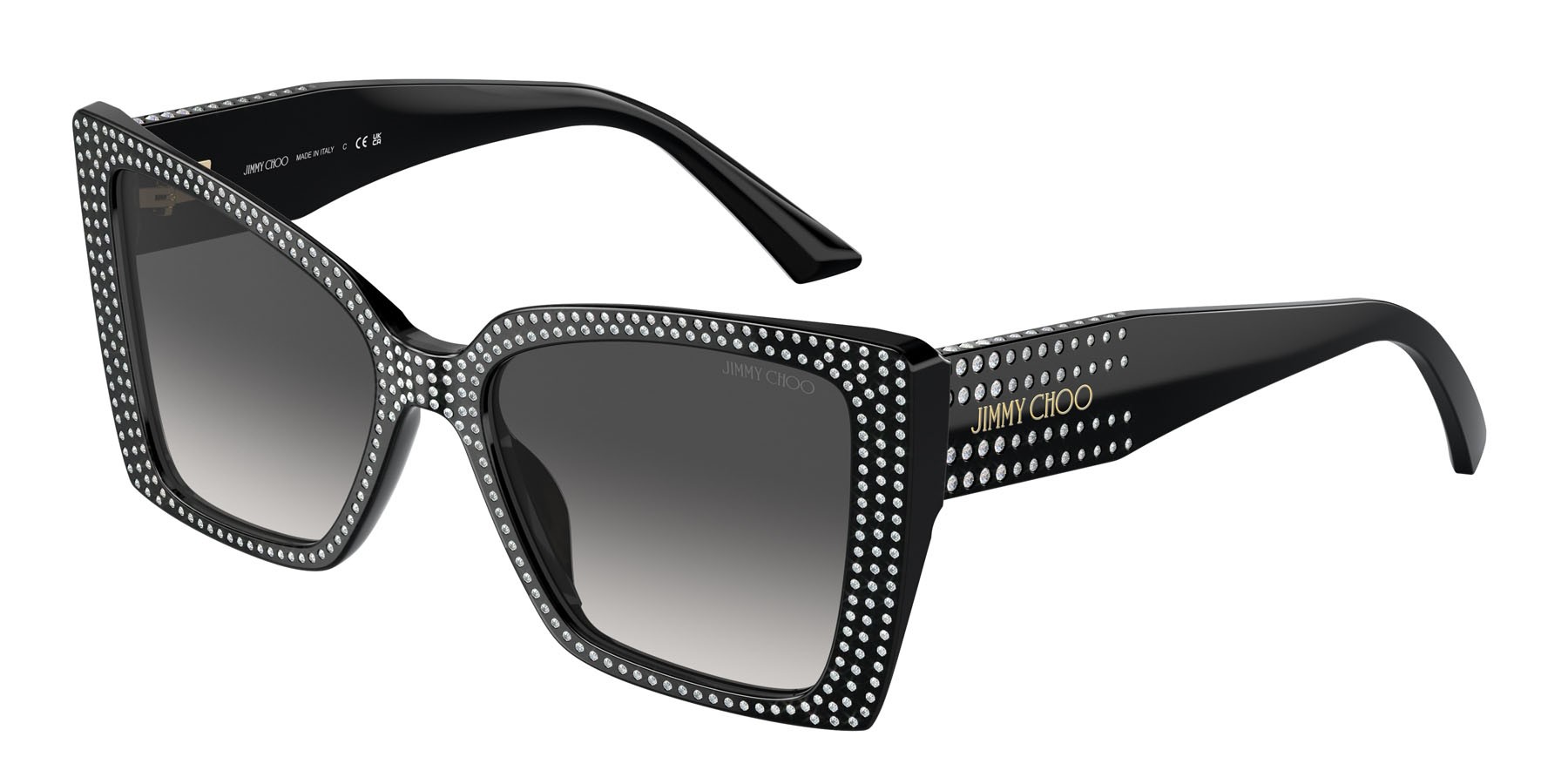 Sunglasses Jimmy Choo JC 5001B (50538G) color nero shape butterfly lenses grigio sfumato