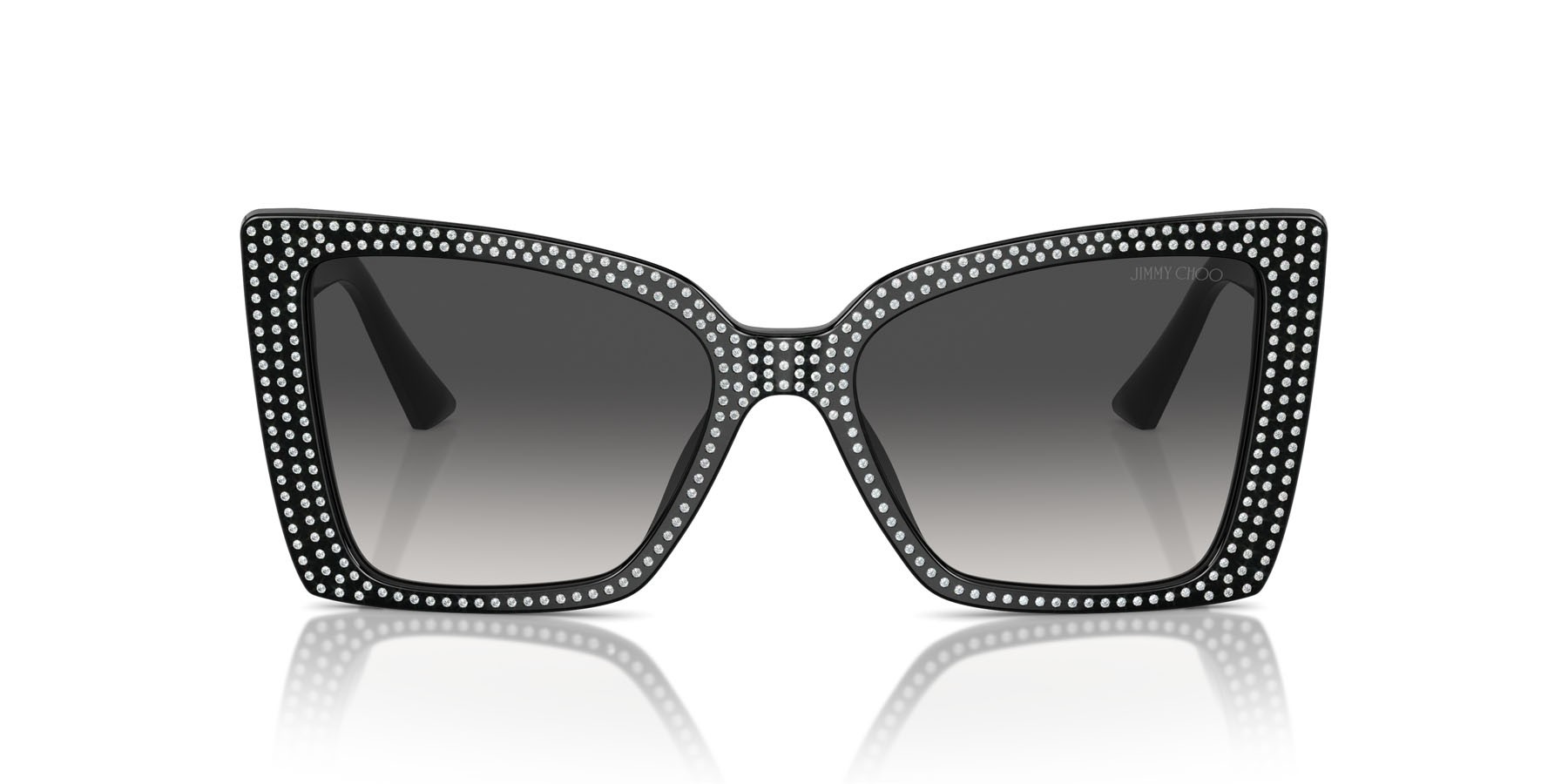 Sunglasses Jimmy Choo JC 5001B (50538G) color nero shape butterfly lenses grigio sfumato