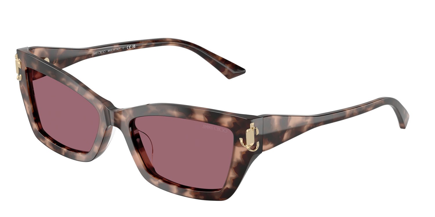 Occhiali da sole Jimmy Choo JC 5011U (50701A) colore havana rosa forma cat eye lenti viola