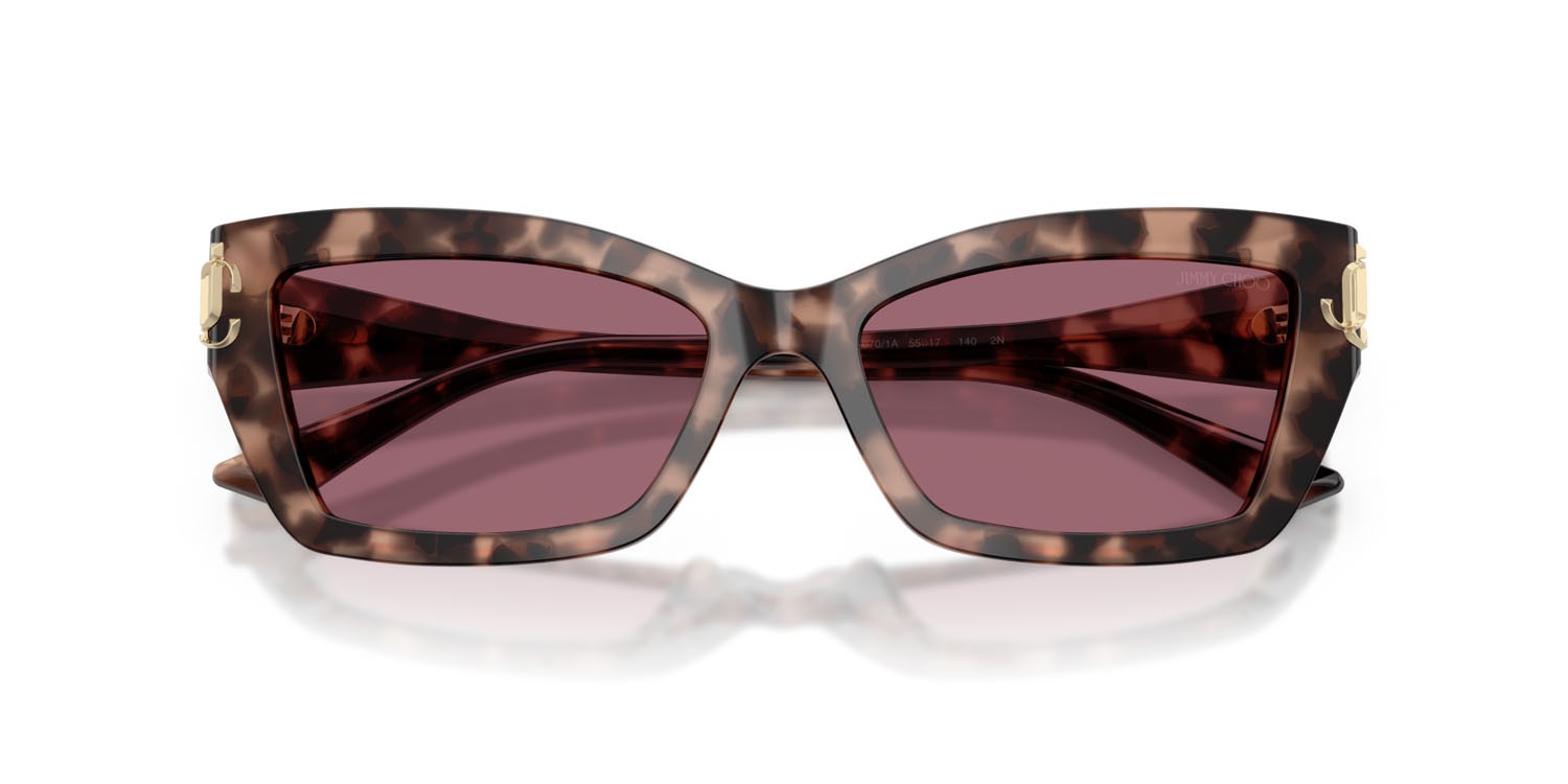 Occhiali da sole Jimmy Choo JC 5011U (50701A) colore havana rosa forma cat eye lenti viola