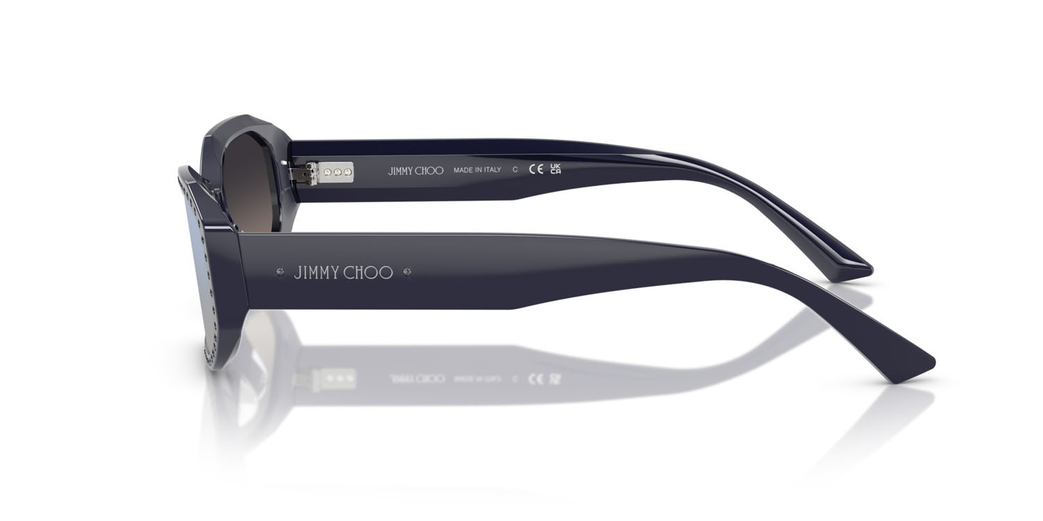 Sunglasses Jimmy Choo JC 5021BU (5016V6) color blu/argento notte shape oval lenses trasparente sfumato blu specchiato argento