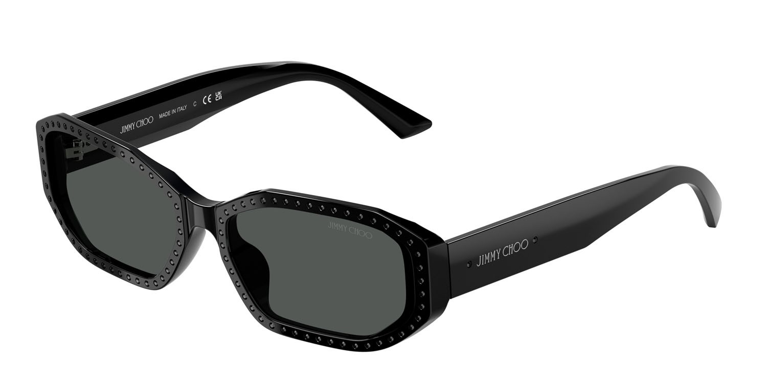 Occhiali da sole Jimmy Choo JC 5021BU (501787) colore nero/nero corvino cristallo forma ovale lenti grigio scuro