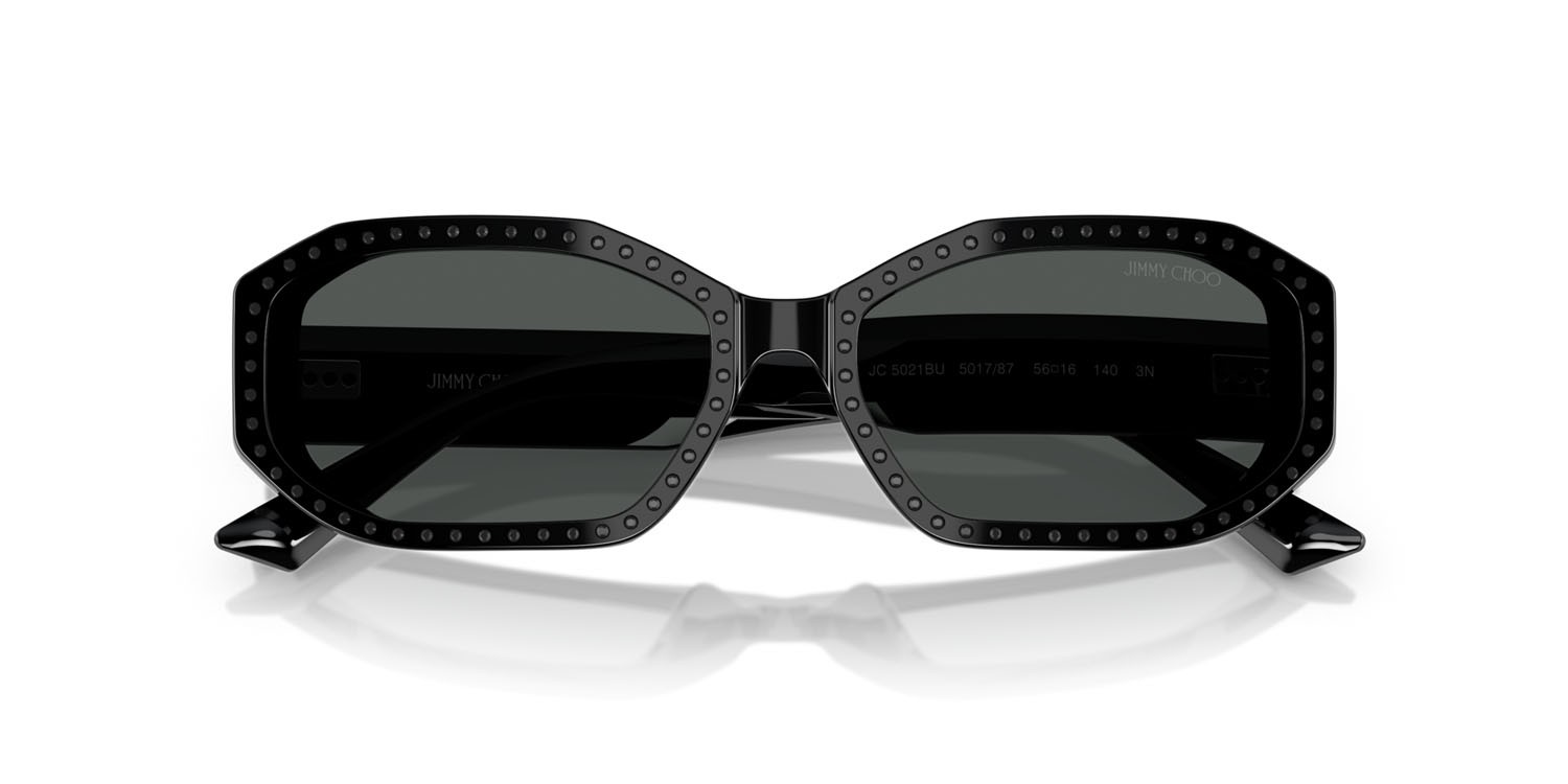 Occhiali da sole Jimmy Choo JC 5021BU (501787) colore nero/nero corvino cristallo forma ovale lenti grigio scuro