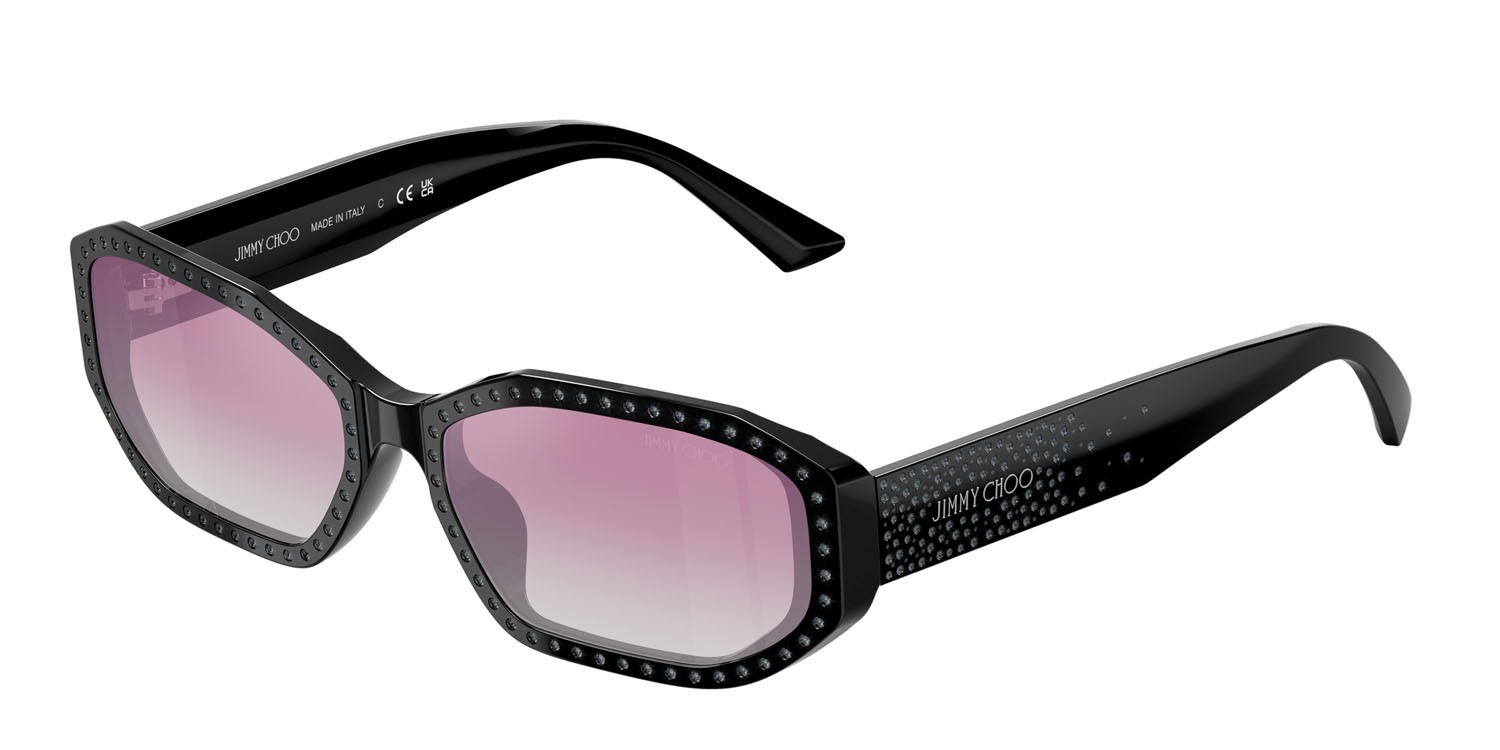 Sunglasses Jimmy Choo JC 5021BU (505458) color nero/argento notte shape oval lenses trasparente sfumato fucsia specchiate argento