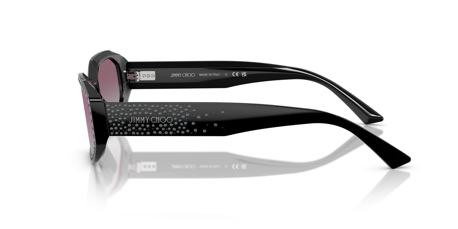 Sunglasses Jimmy Choo JC 5021BU (505458) color nero/argento notte shape oval lenses trasparente sfumato fucsia specchiate argento