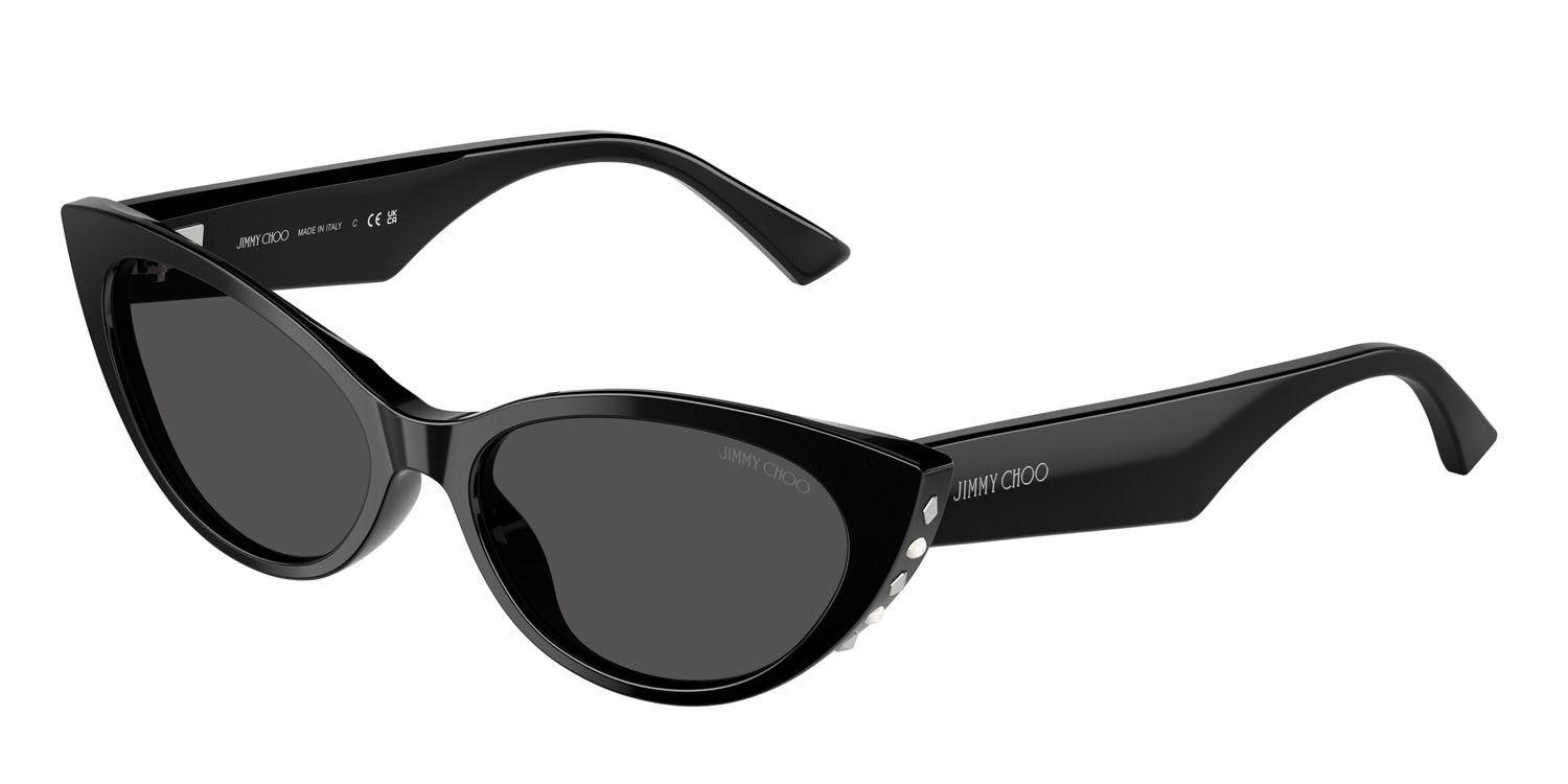 Occhiali da sole Jimmy Choo JC 5023H (500087) colore nero forma cat eye lenti grigio scuro