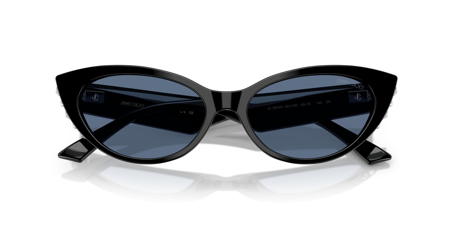 Occhiali da sole Jimmy Choo JC 5023H (501780) colore nero forma cat eye lenti blu