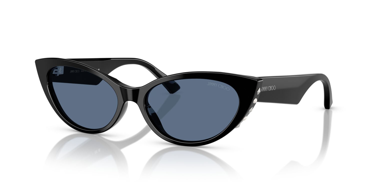 Occhiali da sole Jimmy Choo JC 5023H (501780) colore nero forma cat eye lenti blu