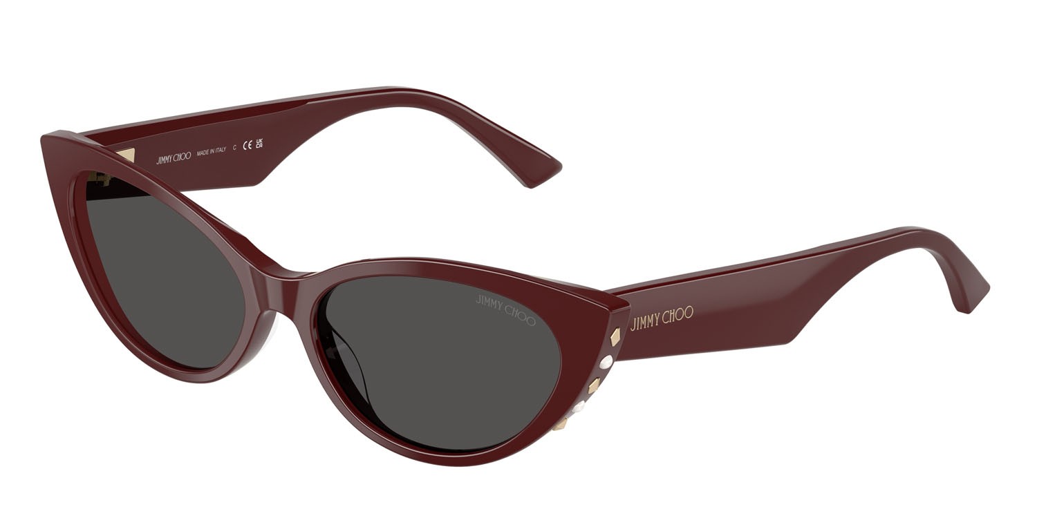 Occhiali da sole Jimmy Choo JC 5023H (505787) colore rosso forma cat eye lenti grigio scuro