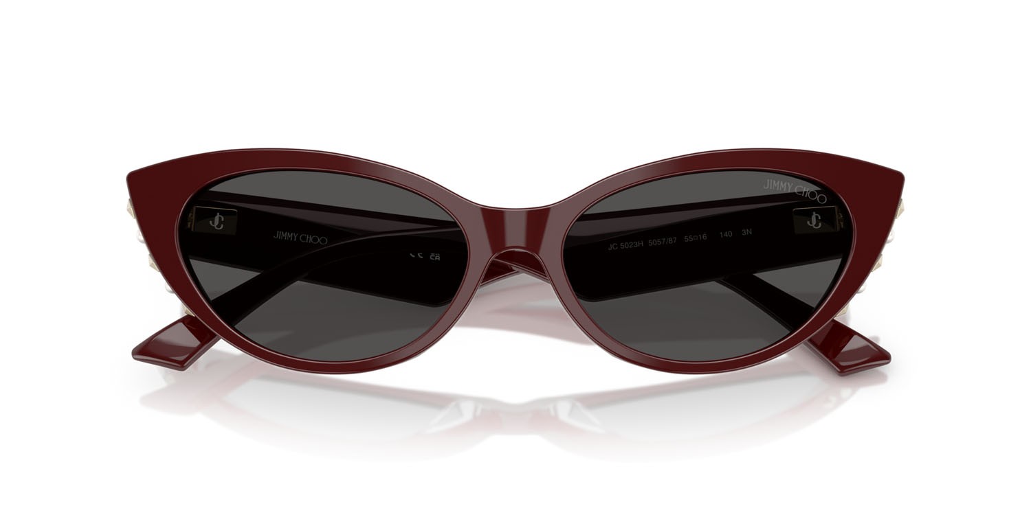 Occhiali da sole Jimmy Choo JC 5023H (505787) colore rosso forma cat eye lenti grigio scuro