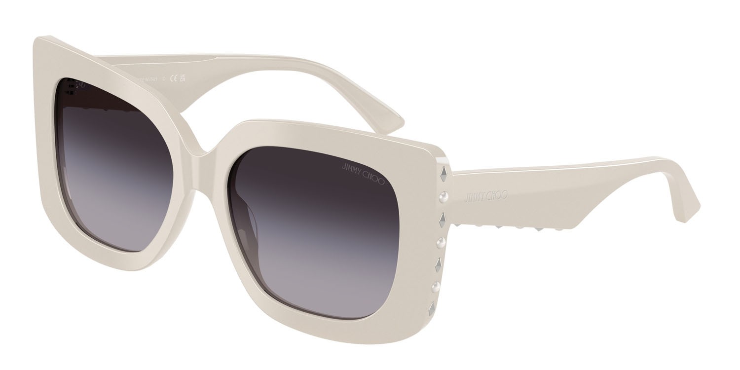 Occhiali da sole Jimmy Choo JC 5025H (50088G) colore bianco latte forma farfalla lenti grigio sfumato
