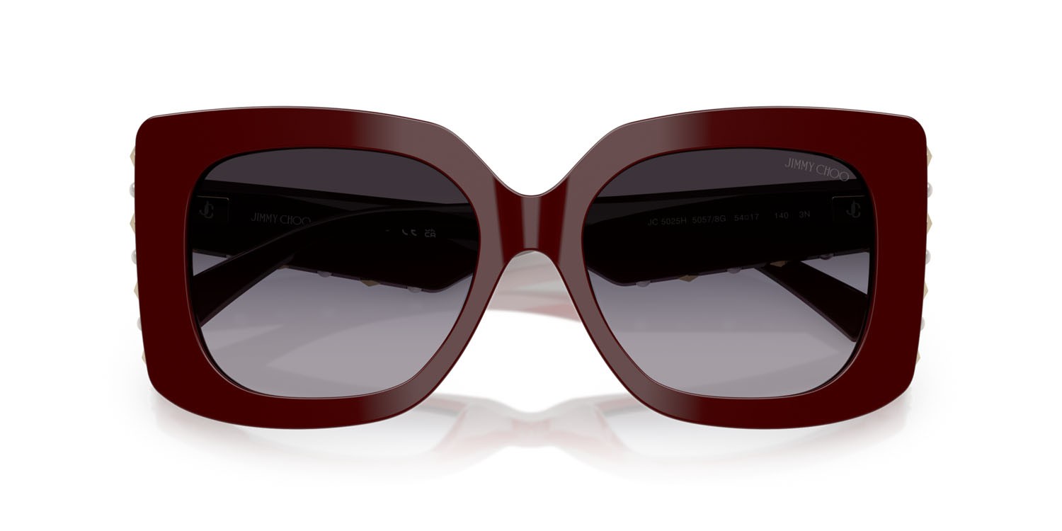 Occhiali da sole Jimmy Choo JC 5025H (50578G) colore rosso forma farfalla lenti grigio sfumato