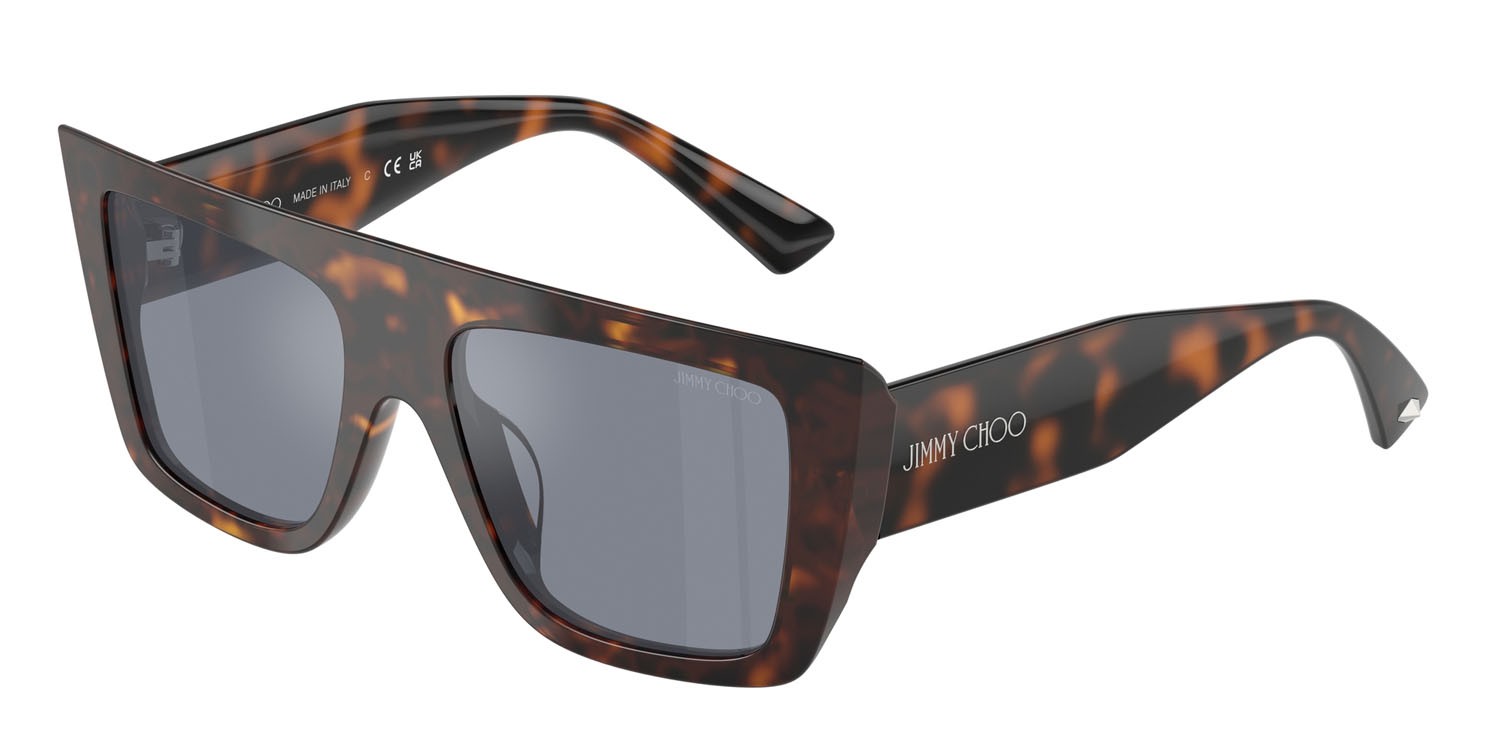 Sunglasses Jimmy Choo JC 5026U (50021U) color havana shape rectangle lenses celeste con specchiatura argento interna
