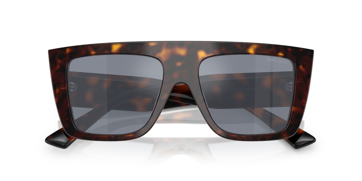 Sunglasses Jimmy Choo JC 5026U (50021U) color havana shape rectangle lenses celeste con specchiatura argento interna
