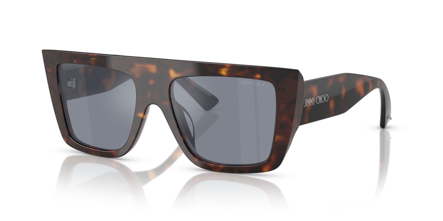 Sunglasses Jimmy Choo JC 5026U (50021U) color havana shape rectangle lenses celeste con specchiatura argento interna