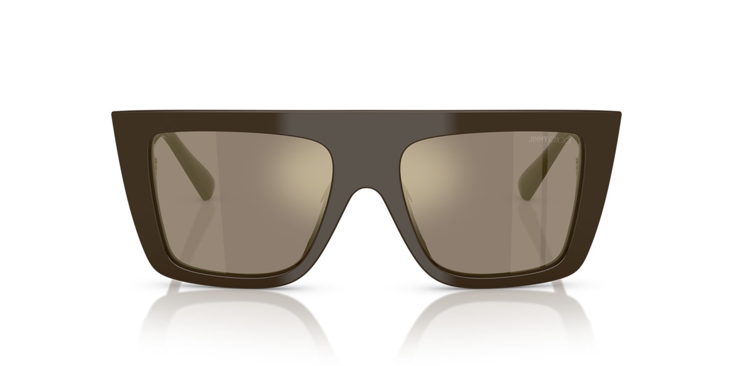 Sunglasses Jimmy Choo JC 5026U (50605A) color verde cappero shape rectangle lenses marrone chiaro specchiato oro
