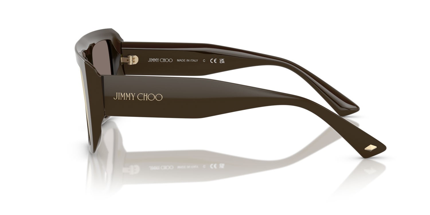 Sunglasses Jimmy Choo JC 5026U (50605A) color verde cappero shape rectangle lenses marrone chiaro specchiato oro