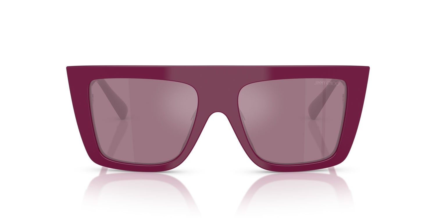 Occhiali da sole Jimmy Choo JC 5026U (5061AK) colore viola boysenberry forma rettangolare lenti violetto con specchiatura argento interna