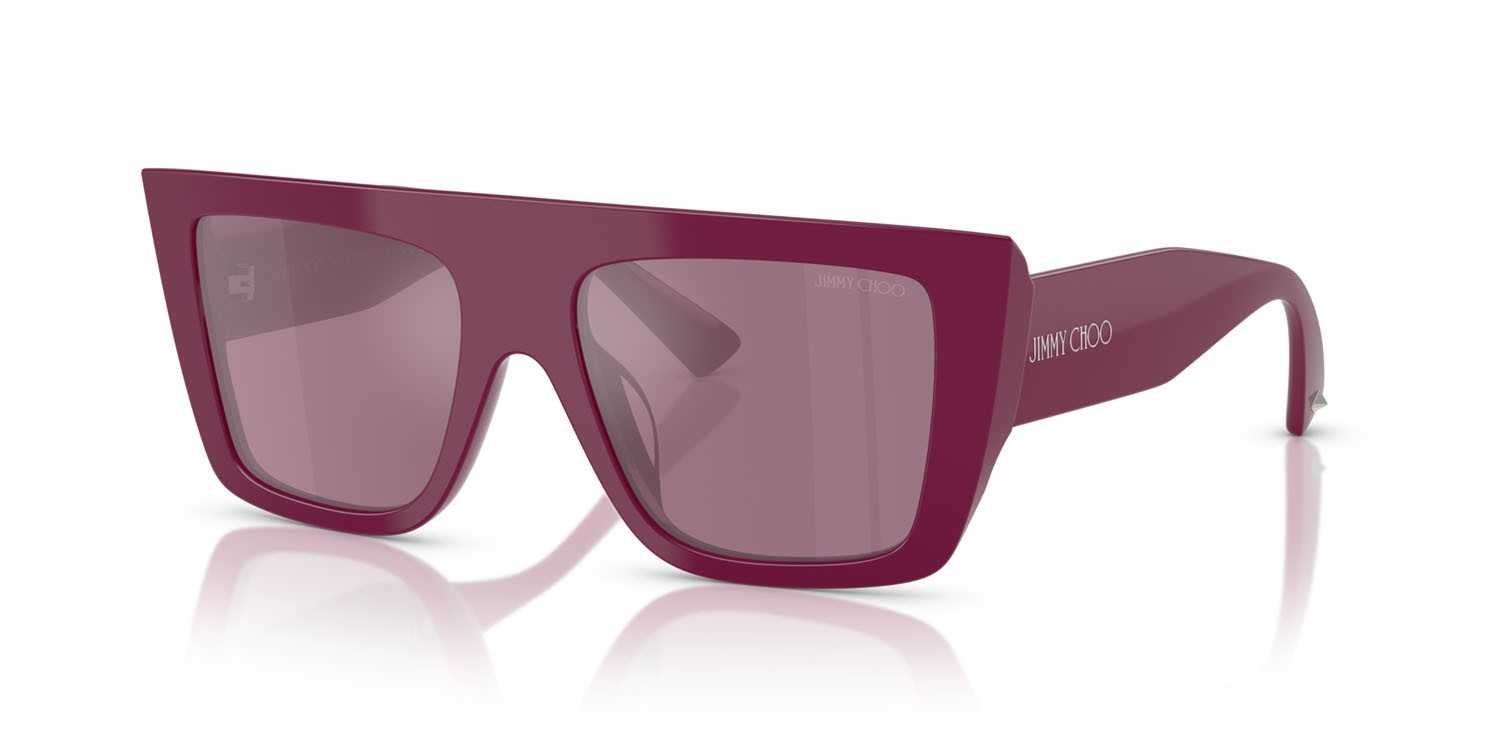Occhiali da sole Jimmy Choo JC 5026U (5061AK) colore viola boysenberry forma rettangolare lenti violetto con specchiatura argento interna