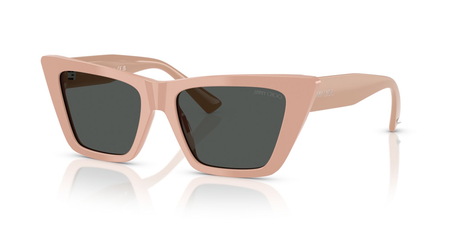 Occhiali da sole Jimmy Choo JC 5028 (501987) colore rosa forma cat eye lenti grigio scuro