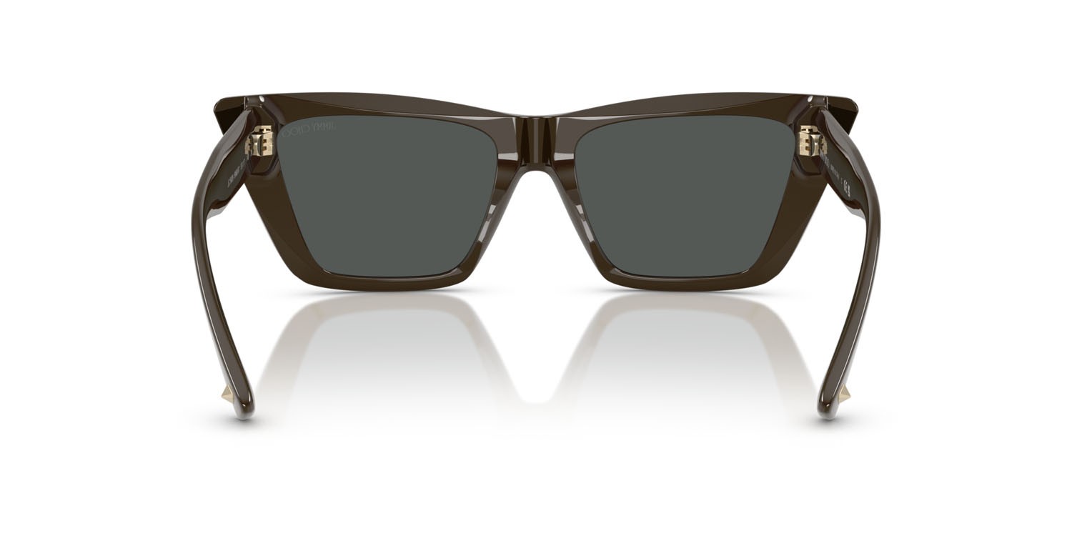 Occhiali da sole Jimmy Choo JC 5028 (506087) colore verde cappero forma cat eye lenti grigio scuro