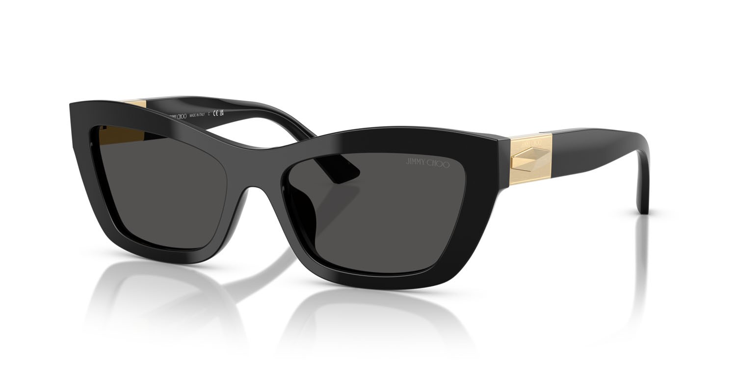 Occhiali da sole Jimmy Choo JC 5030U (500087) colore nero forma cat eye lenti drak grey