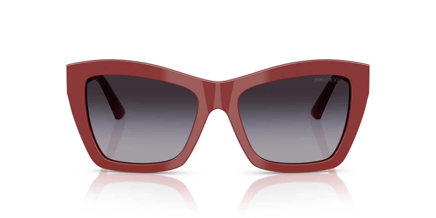 Occhiali da sole Jimmy Choo JC 5031 (50138G) colore mirtillo rosso forma cat eye lenti grigio sfumato