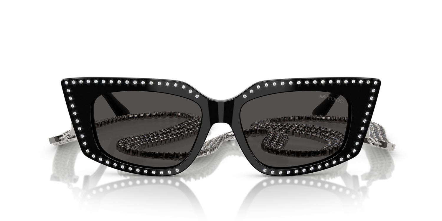 Occhiali da sole Jimmy Choo JC 5033B (500087) colore nero forma cat eye lenti grigio scuro