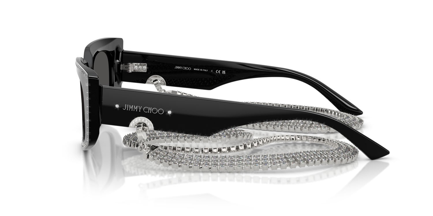 Occhiali da sole Jimmy Choo JC 5033B (500087) colore nero forma cat eye lenti grigio scuro