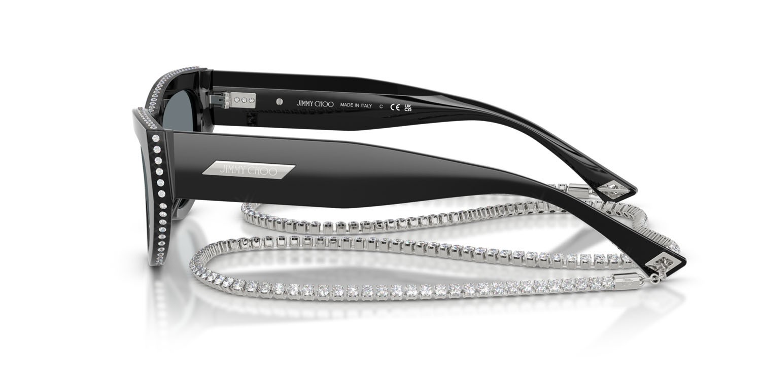 Occhiali da sole Jimmy Choo JC 5034BU (50006G) colore nero forma cat eye lenti grigio nero specchiato