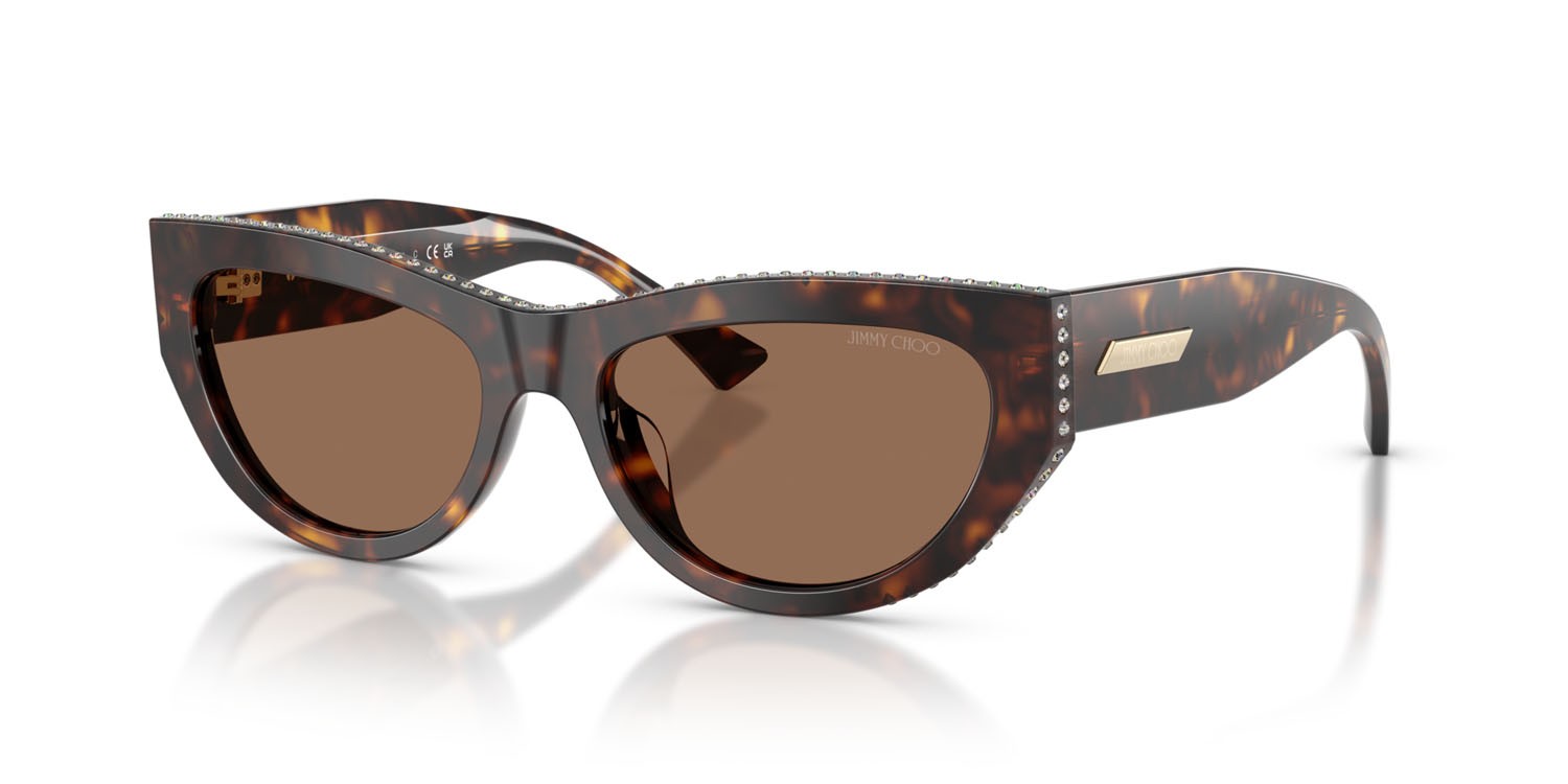 Occhiali da sole Jimmy Choo JC 5034BU (500273) colore havana forma cat eye lenti marrone scuro