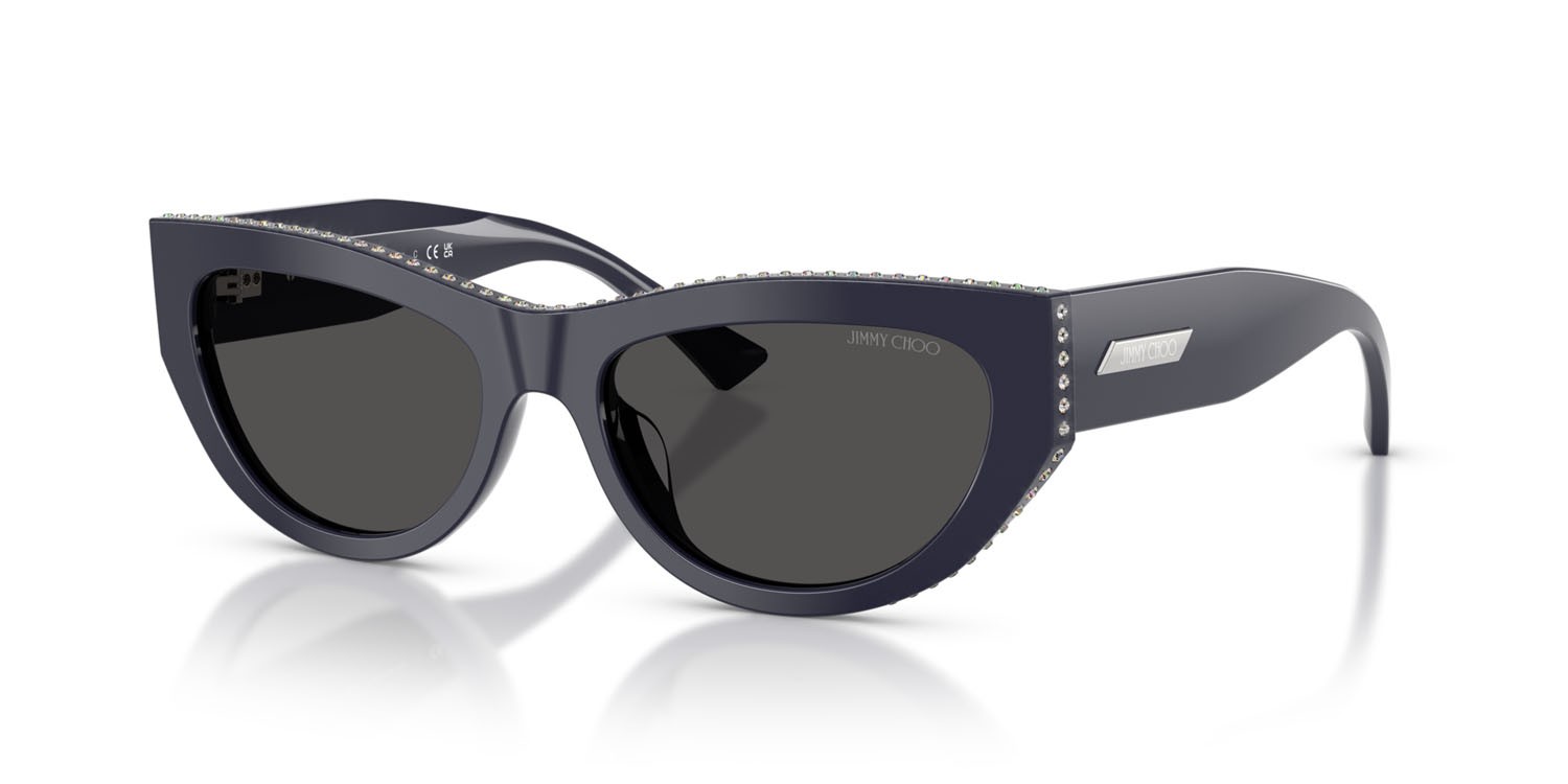 Occhiali da sole Jimmy Choo JC 5034BU (501687) colore blu navy forma cat eye lenti grigio scuro