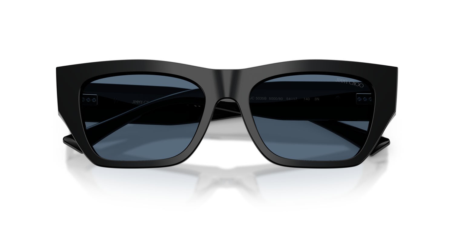 Occhiali da sole Jimmy Choo JC 5035B (500080) colore nero forma cat eye lenti blu scuro