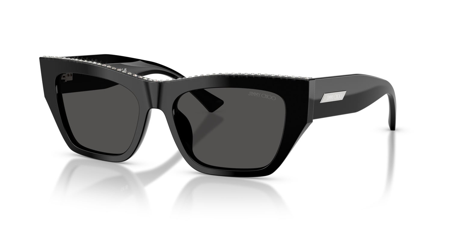 Occhiali da sole Jimmy Choo JC 5035B (500087) colore nero forma cat eye lenti grigio scuro