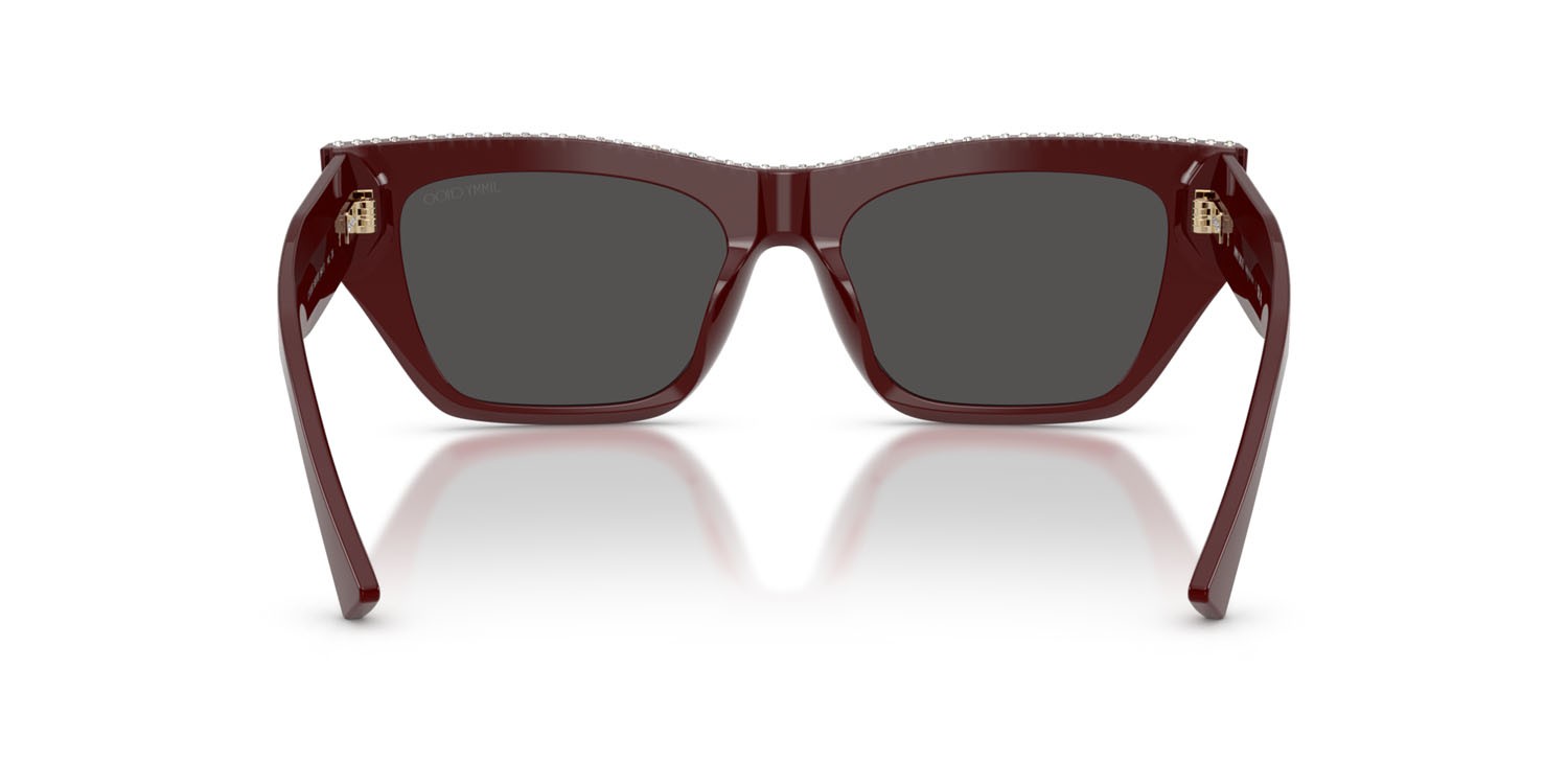 Occhiali da sole Jimmy Choo JC 5035B (505787) colore mirtillo rosso forma cat eye lenti grigio scuro