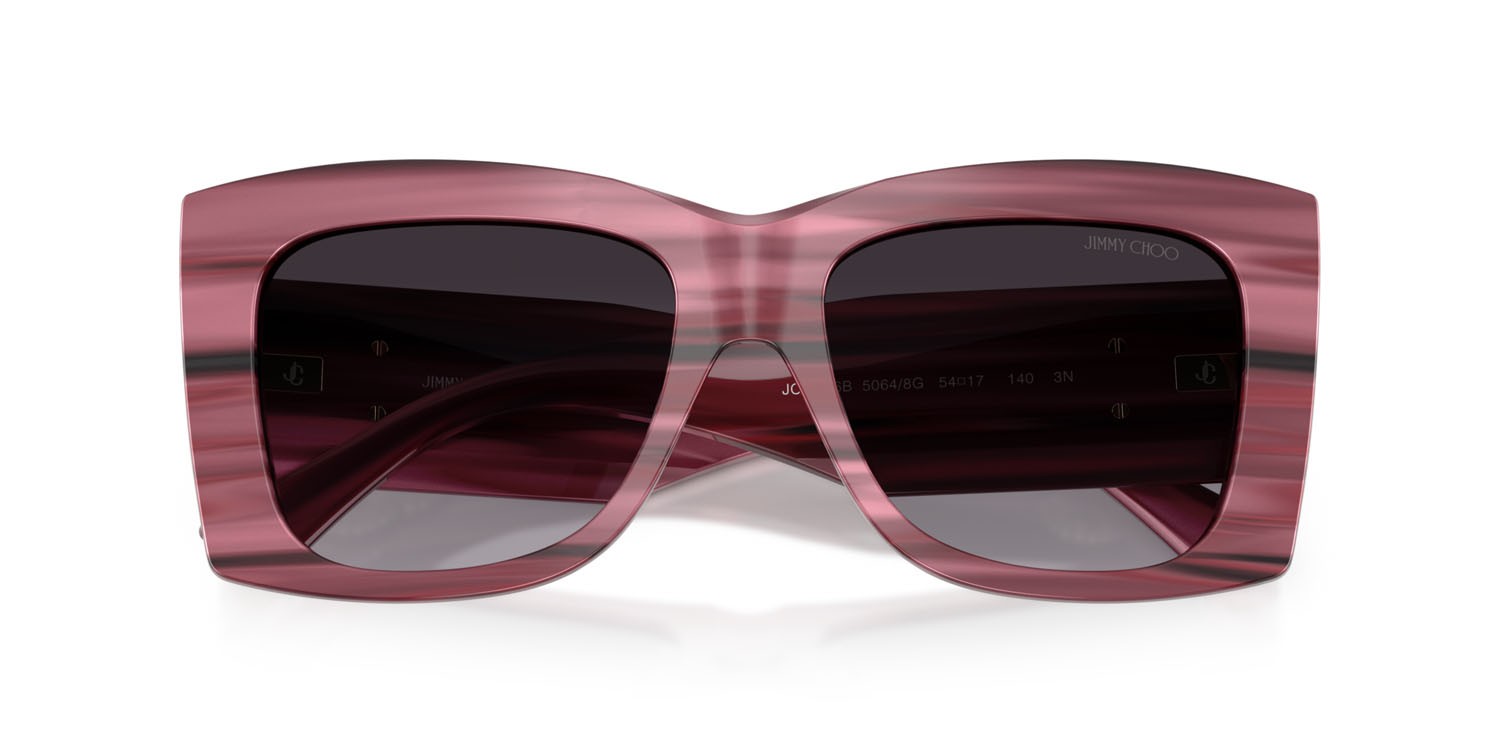 Occhiali da sole Jimmy Choo JC 5036B (50648G) colore mirtillo rosso a righe forma quadrato lenti grigio sfumato