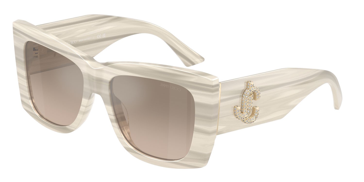 Occhiali da sole Jimmy Choo JC 5036B (50656I) colore bianco striato forma quadrato lenti brown grad grey mirror silver