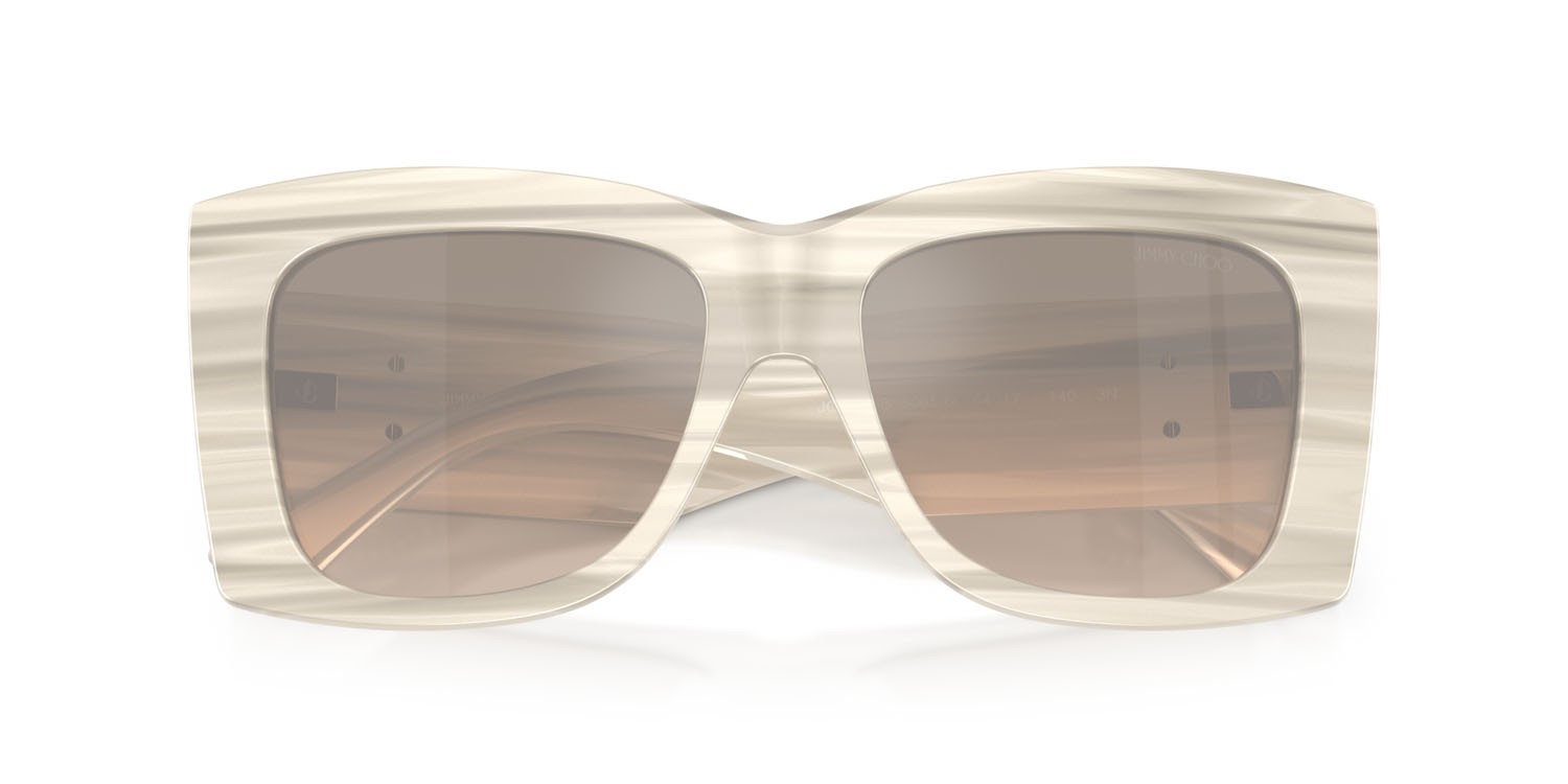 Occhiali da sole Jimmy Choo JC 5036B (50656I) colore bianco striato forma quadrato lenti brown grad grey mirror silver