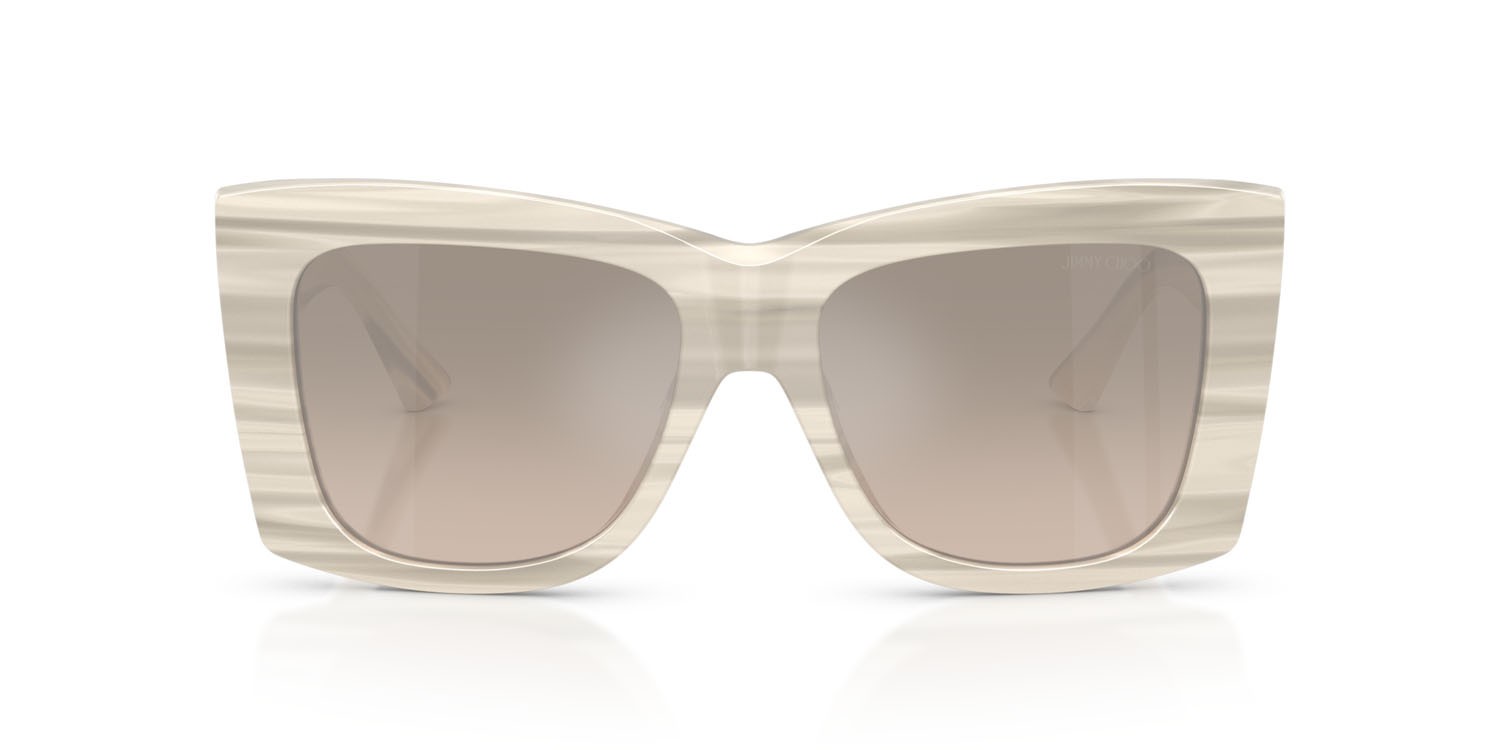 Occhiali da sole Jimmy Choo JC 5036B (50656I) colore bianco striato forma quadrato lenti brown grad grey mirror silver