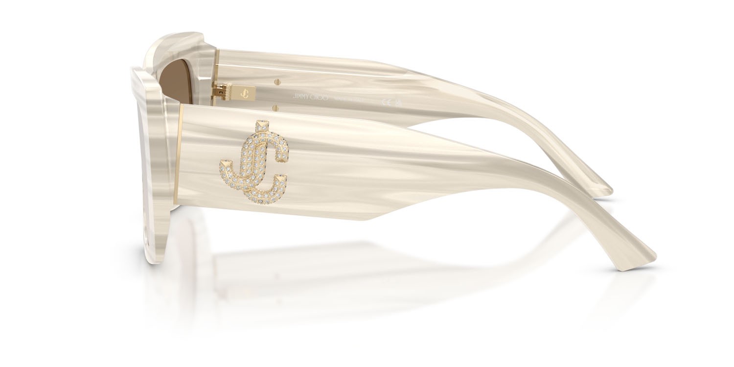 Occhiali da sole Jimmy Choo JC 5036B (50656I) colore bianco striato forma quadrato lenti brown grad grey mirror silver