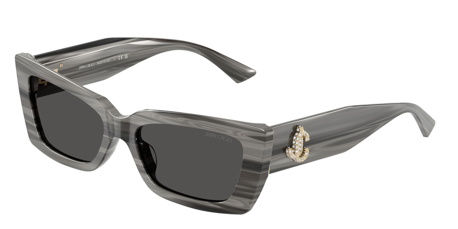 Occhiali da sole Jimmy Choo JC 5037BU (506387) colore nero striato forma cat eye lenti grigio scuro