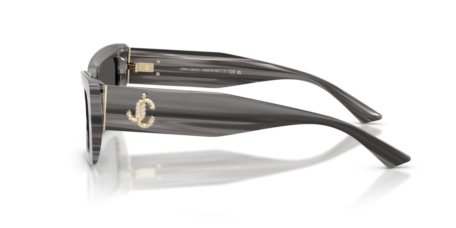 Occhiali da sole Jimmy Choo JC 5037BU (506387) colore nero striato forma cat eye lenti grigio scuro