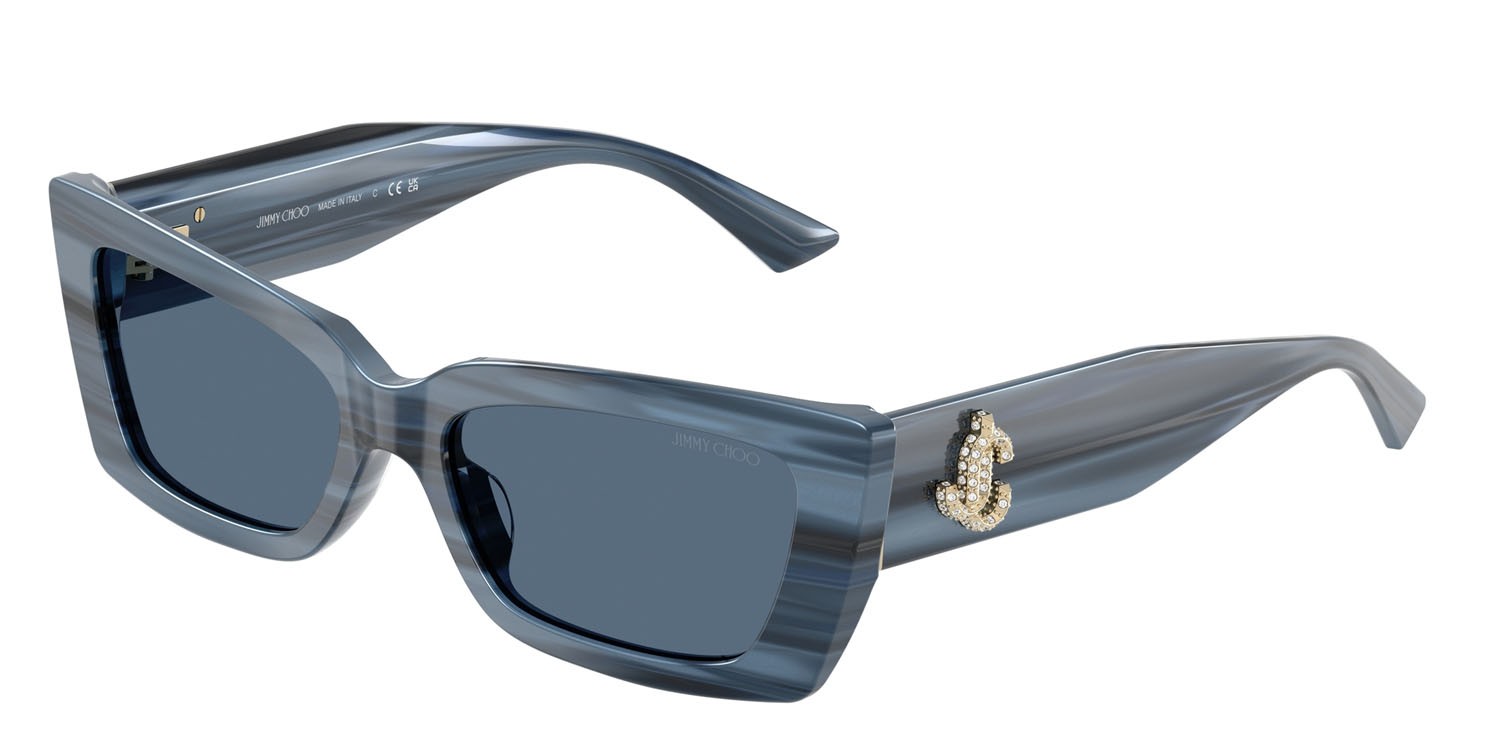 Occhiali da sole Jimmy Choo JC 5037BU (507280) colore navy a righe forma cat eye lenti blu scuro